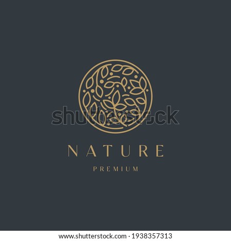 Luxurious Nature floral leaf ornament logo icon design template. Gold, elegant, beauty, spa, yoga, cosmetic product, modern vector illustration