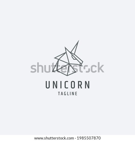 Unicorn polygonal outline logo icon design template vector illustration