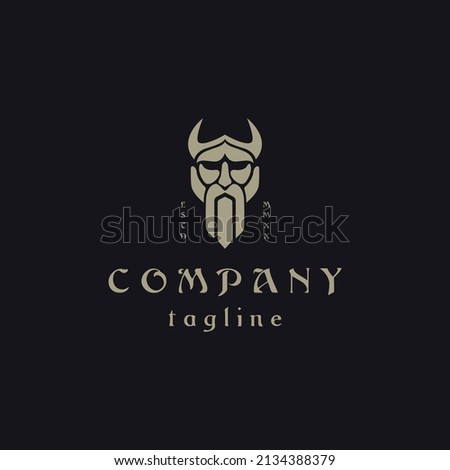 Odin god in norse logo icon design template flat vector Imagine de stoc © 