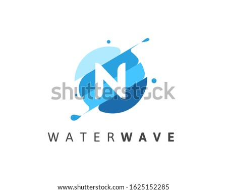 Water Wave Letter N Logo Template