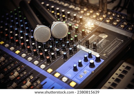 Similar – Image, Stock Photo Electronics audio mixer with wires in the studio