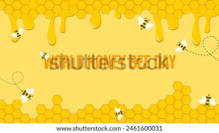 Vector graphic of little bees and honeycomb borders background suitable for world honey bee day 4k