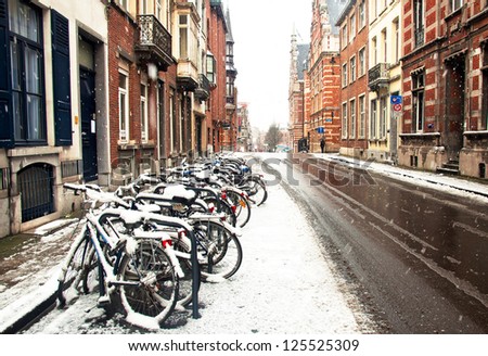City of Leuven, Belgium in winter