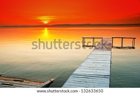 Lake Balaton with a very nice sunset at summer