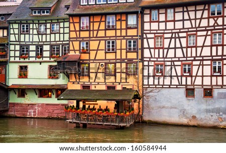STRASBOURG, FRANCE - MARCH 19: Nice houses in Petite-France on March 19, 2013 in Strasbourg. Petite-France is an historic area in the center of Strasbourg.