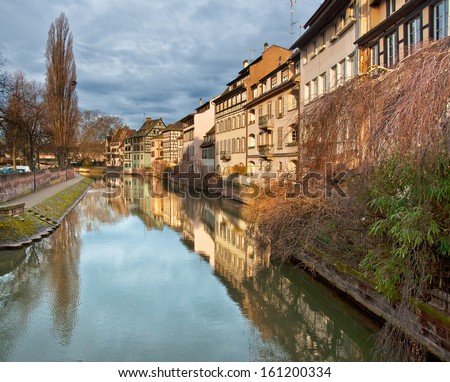 STRASBOURG, FRANCE - MARCH 19: Nice houses in Petite-France on March 19, 2013 in Strasbourg. Petite-France is an historic area in the center of Strasbourg.