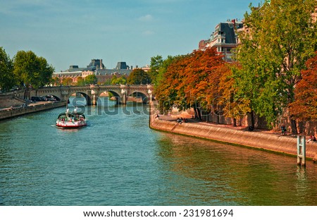 PARIS, FRANCE - 8 SEPTEMBER, 2014: Typical bar in the old town of Paris, France on 8 September 2014. . Paris is one of the most populated metropolitan areas in Europe full of parks, bars and cafes.