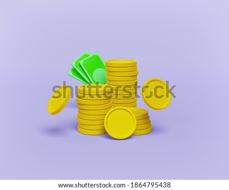 stack of coins isolated. minimal money sign. 3d rendering