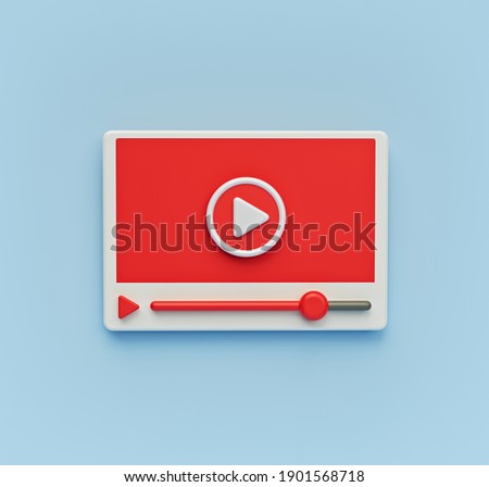 minimal flat style video player icon isolated. 3d rendering