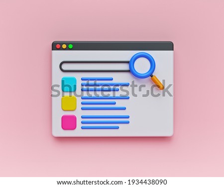 Simple browser window and online search results concept. minimal design isolated. 3d rendering