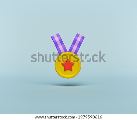 cartoon style minimal Medal Icon, symbol isolated. 3d rendering