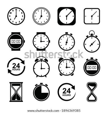 Time and clock icons. Clocks icon collection design. Vector linear icon set illustration.