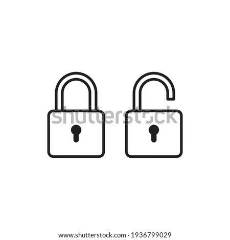 Lock and unlock icon in line style isolated on white background. Security symbol for website design, logo, app. Vector illustration design.