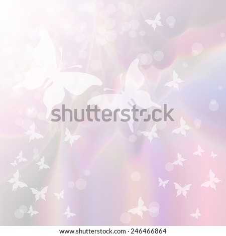 Soft pastel background with swarm of butterflies - bokeh effect