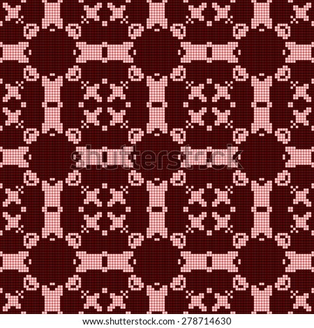 Filet crochet lace design. Seamless pattern in red spectrum