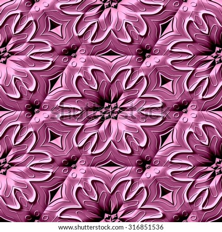 Seamless relief ornamental pattern in pink spectrum. Seamless pattern