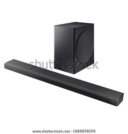 Powered 3.1.2 Channel 370W Soundbar System with 2 inches Wireless Subwoofer Isolated. Data Surround Speakers. Acoustic Audio Sound Stereo System. Loudspeakers. Home Theatre Entertainment System