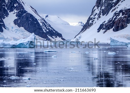 Antarctic Ice Landscape, with mountain