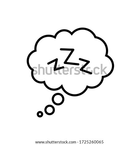 Sleep bubble sign, zzz in thought bubble flat vector icon isolated on white background