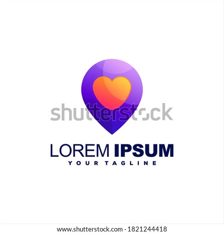 pin heart gradient logo design