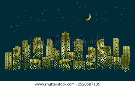 Abstract futuristic city at night, modern background for banner, flyer, wallpaper