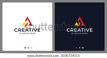 logo initial letter A abstract with analytics logo. business card.