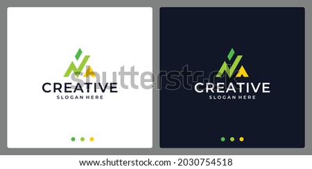 logo initial letter A abstract with analytics logo. business card.