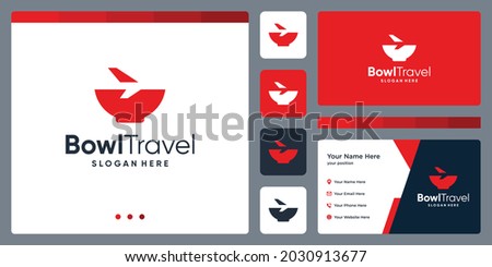 bowl and plane logo design inspiration. business card template design.