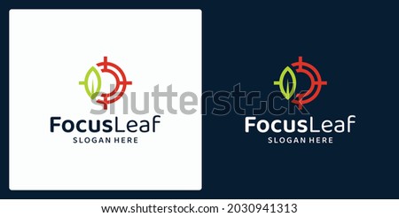 Organic natural products logo with leaves and aim logo. vector premium.