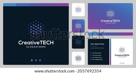 Inspiration logo initial letter N abstract with tech style and gradient color. Business card template Foto stock © 