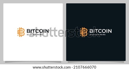 Bitcoin concept. Cryptocurrency logo sign. Digital money. Block chain, finance symbol. Flat style vector illustration