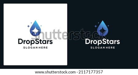Simple oil drop illustration, water drop with star shape, modern and elegant CBD oil logo template
