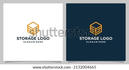 S letter and box logo concept. Logistic or storage logo. Premium Vector