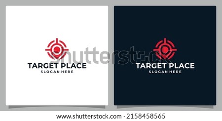 Target logo template design. Pin location logo with crosshairs or focus shape logo. premium vector