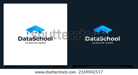 College, Graduation cap, Campus, Education logo design and digital cloud data logo illustration graphic design.