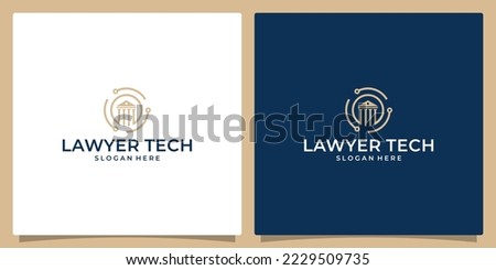 Law building logo design template with technology logo graphic design vector illustration. Symbol, icon, creative.