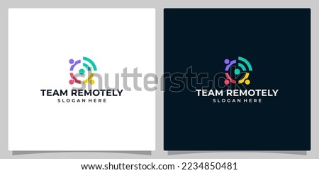 Unity or Teamwork logo design template with wireless or signal wifi graphic design illustration. icon, symbol, creative.