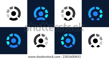 Collection of circle progress logo design with people logo and pin location design graphic vector illustration. Recruitment process symbol, icon, creative.