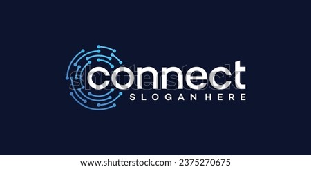 Technology connection logo design with abstract dot, molecule and network system graphic design vector illustration. Symbol, icon, creative.