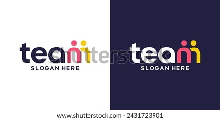 Modern team logo design wordmark. Abstract people family together human unity shapes logo design in letter m graphic vector illustration. Symbol, icon, creative.
