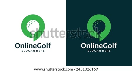 Online golf logo design template. Golf ball with chat bubble design graphic vector illustration. Symbol, icon, creative.