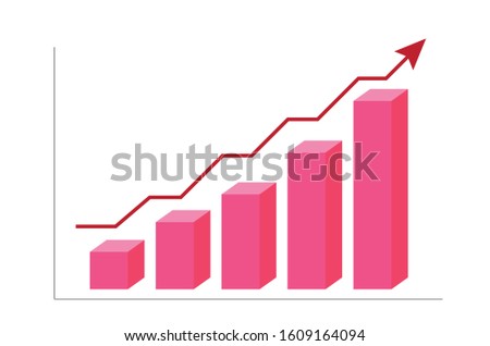 Business graph with rising arrow up, Growth vector diagram, Bar chart graph for business design, Progress Chart 