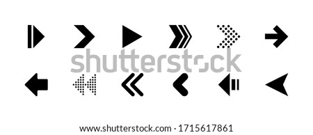 Collection black arrows on a white background. A black arrow as a pointer, cursor, or other function to indicate a direction. Arrows for web design and business analysis. Vector icons symbol set.