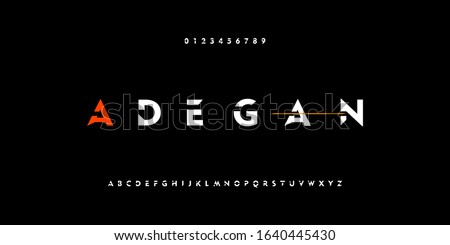 Sport and action technology typography alphabet fonts with bold style. Strong and power letter font. Vector illustration Stockfoto © 