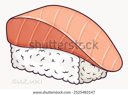 Suzuki sushi icon with fish fillets. Traditional Japanese food. Isolated vector illustration
