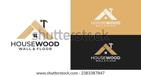 Wood house parquet floor wall logo vector template