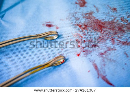 Bloody and surgical instruments   at surgery room