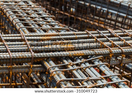 Background of Iron and bundled bars ready for construction with black and white color