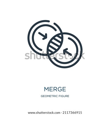 merge thin line icon. connection, business linear icons from geometric figure concept isolated outline sign. Vector illustration symbol element for web design and apps.