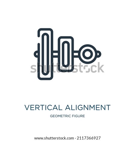 vertical alignment thin line icon. arrow, left linear icons from geometric figure concept isolated outline sign. Vector illustration symbol element for web design and apps.